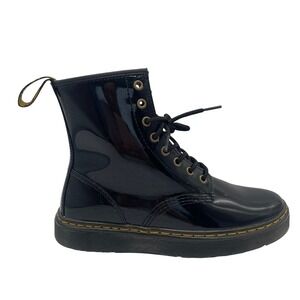 Dr Martens Zavala Black Patent Leather Combat Boots 26356001 Womens 9‎ Mens 8